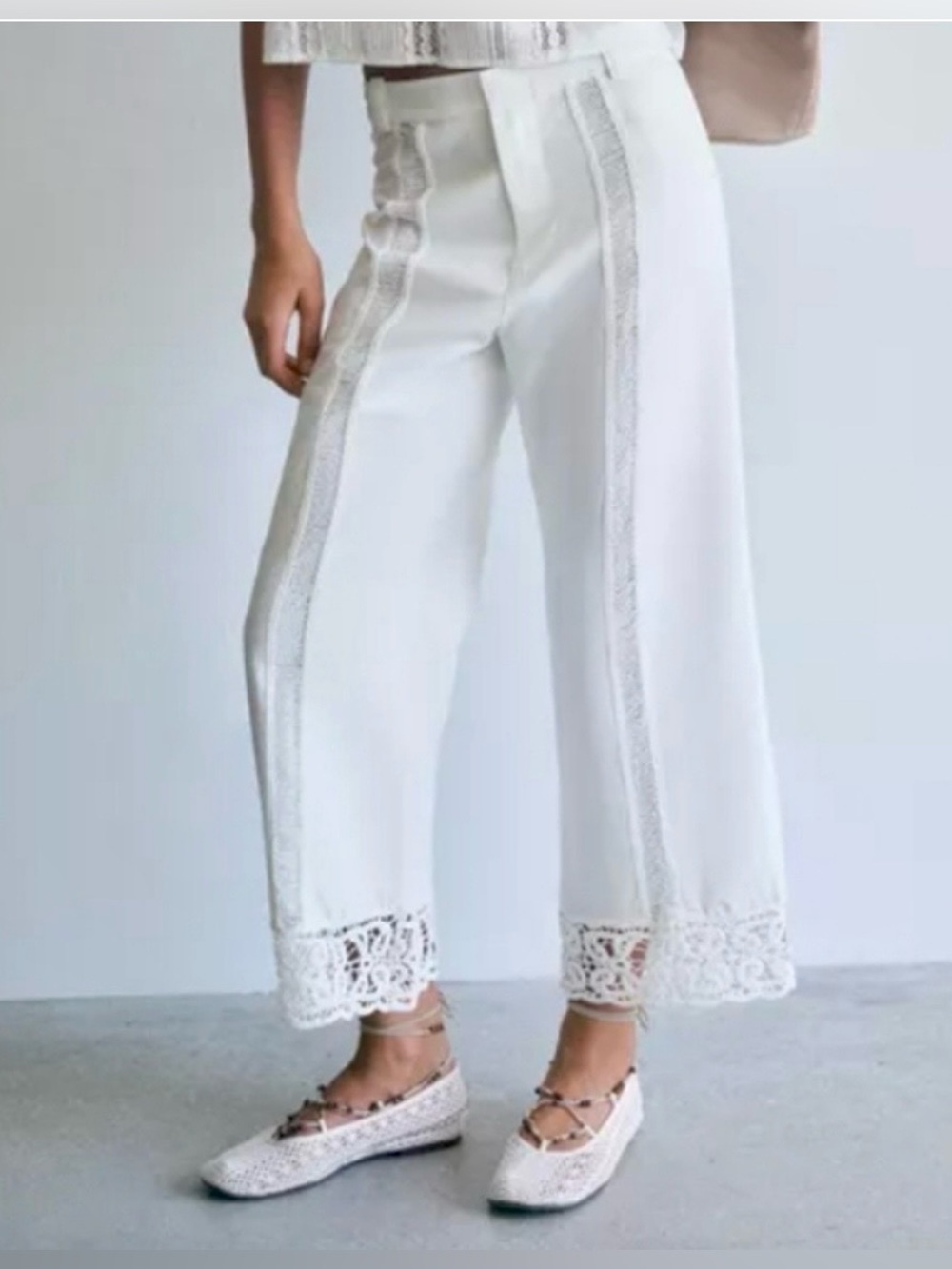 ZARA Crochet Hem Cropped Pants